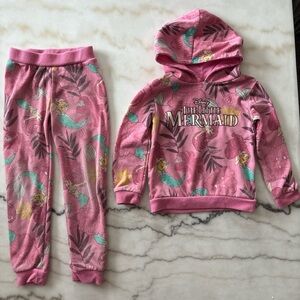Pink Disney The Little Mermaid Two Piece, Hoodie & Sweats Set tracksuit Size 4t